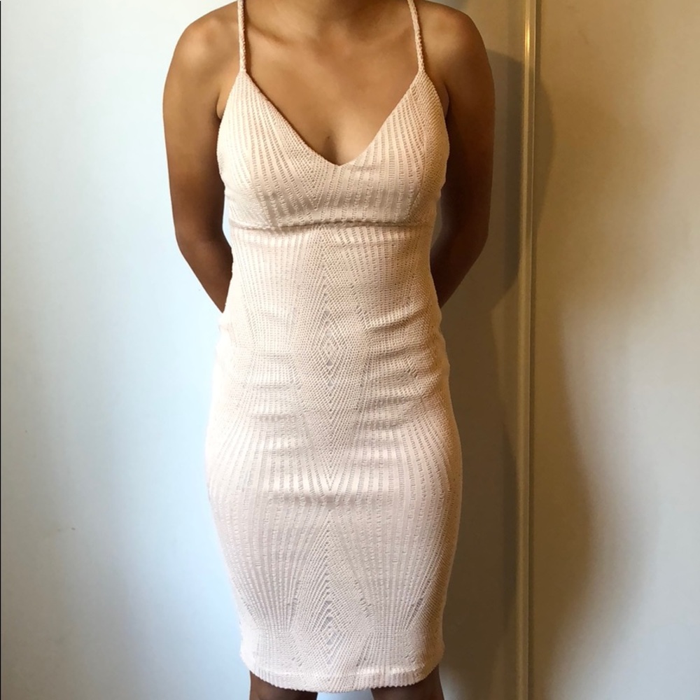 Crochet midi beige dress